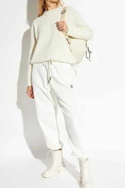 Moncler cream Sweater with Embroidered Logo