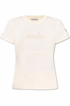 Moncler cream T-shirt with logo