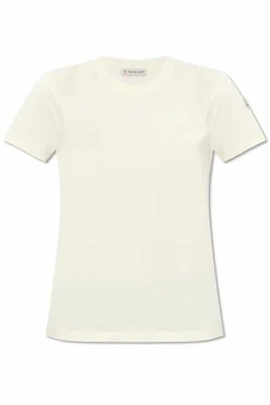 Moncler cream T-shirt with logo