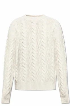 Moncler cream Wool sweater with decorative knit