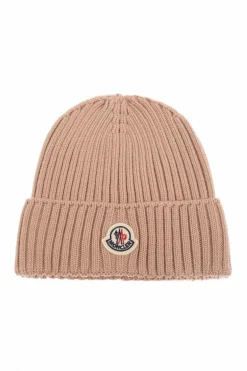 Moncler Enfant beige Cap with logo patch