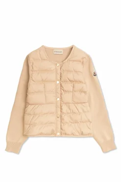 Moncler Enfant beige Cardigan with quilted front