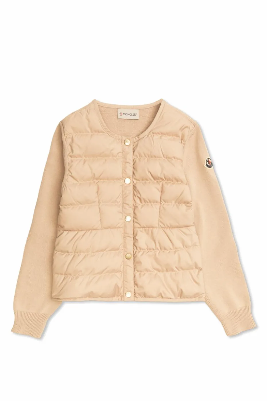 Moncler Enfant beige Cardigan with quilted front