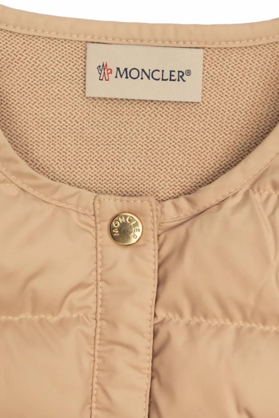 Moncler Enfant beige Cardigan with quilted front