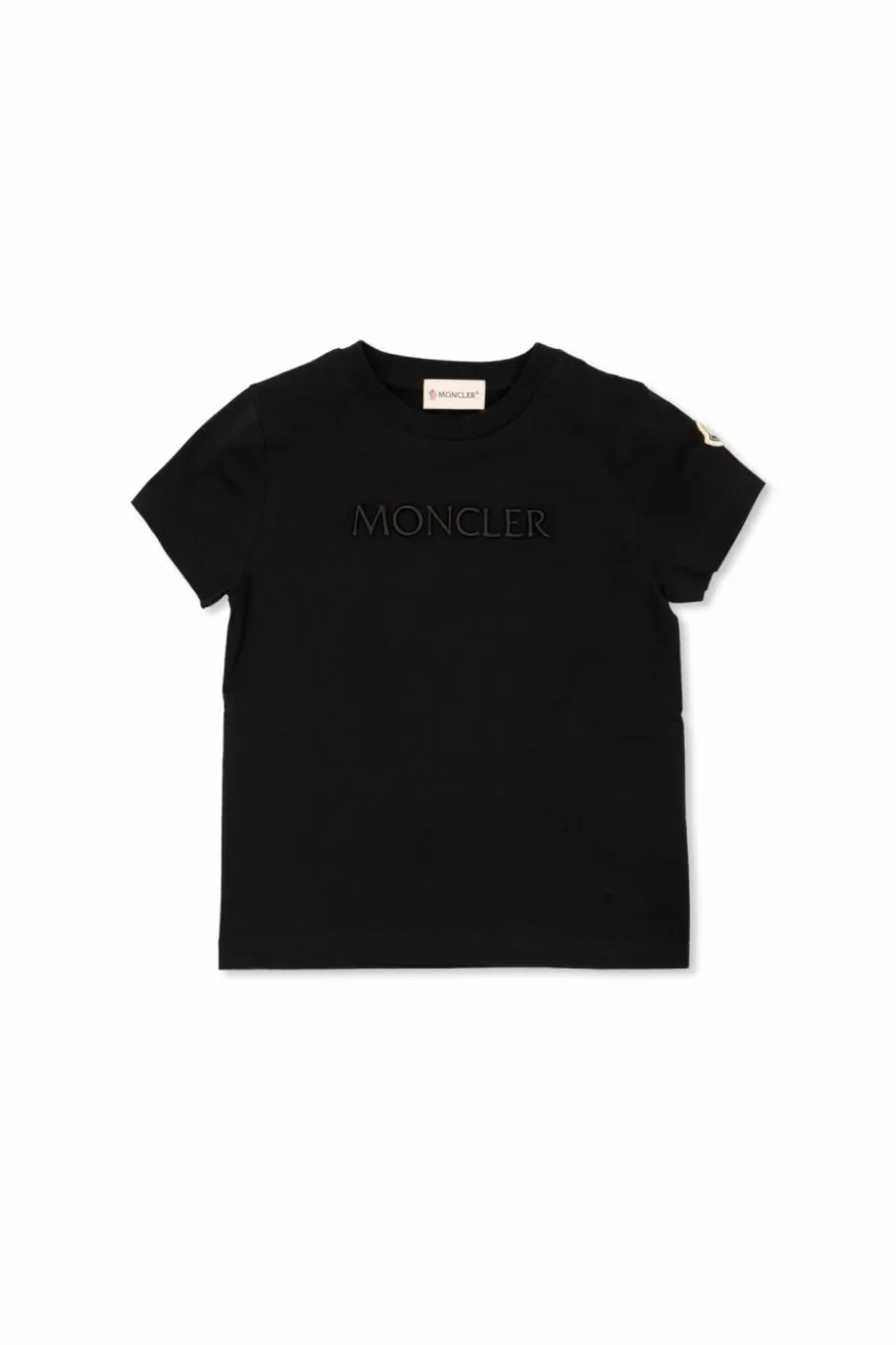 Moncler Enfant BLACK T-shirt with embroidered logo
