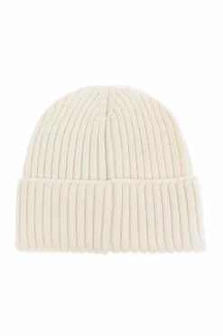 Moncler Enfant cream Cap with logo patch