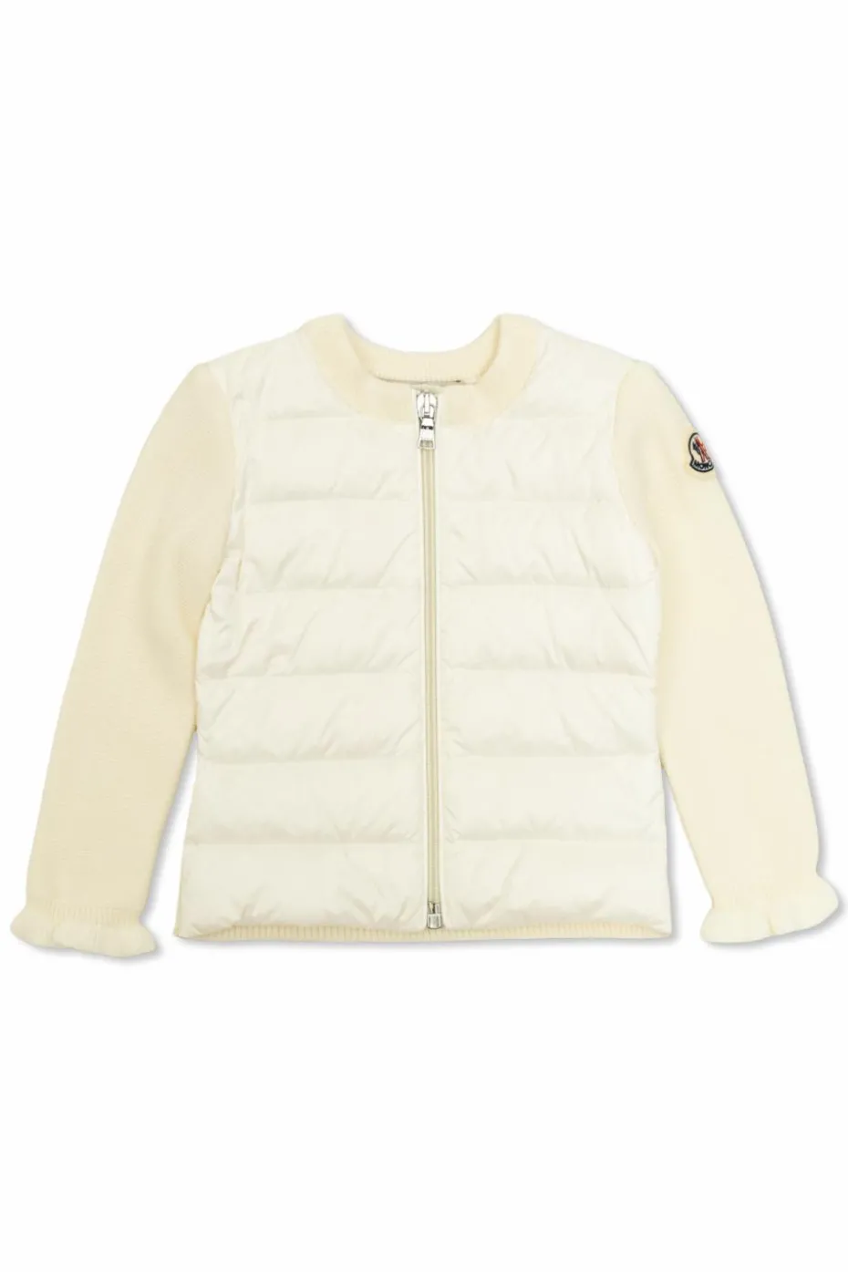 Moncler Enfant cream Cardigan with down insert