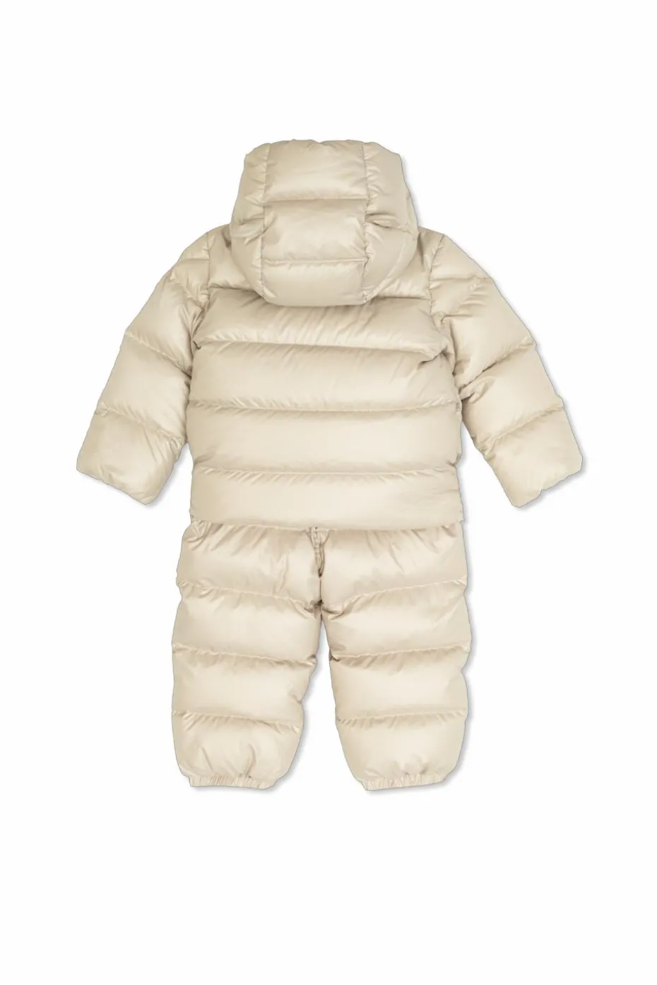 Moncler Enfant cream Down set: jacket and suspenders pants