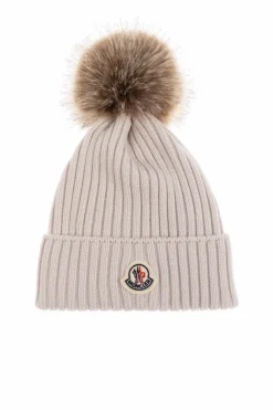 Moncler Enfant cream Pom-pom beanie