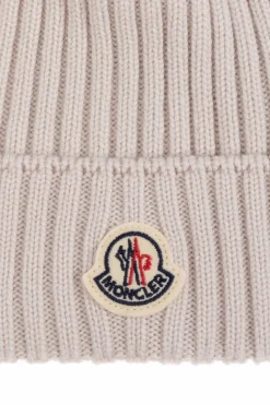 Moncler Enfant cream Pom-pom beanie