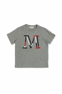 Moncler Enfant GREY T-shirt with embroidered logo