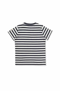 Moncler Enfant NAVY BLUE T-shirt with stripe pattern