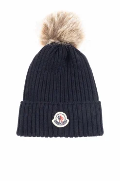 Moncler Enfant NAVY BLUE Pom-pom hat