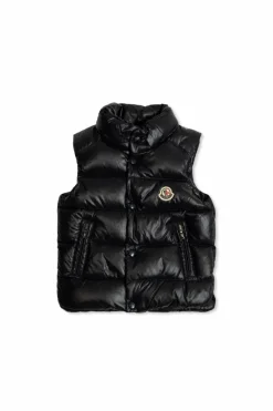 Moncler Enfant NAVY BLUE Quilted vest with logo patch