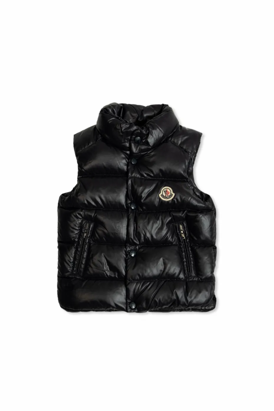 Moncler Enfant NAVY BLUE Quilted vest with logo patch