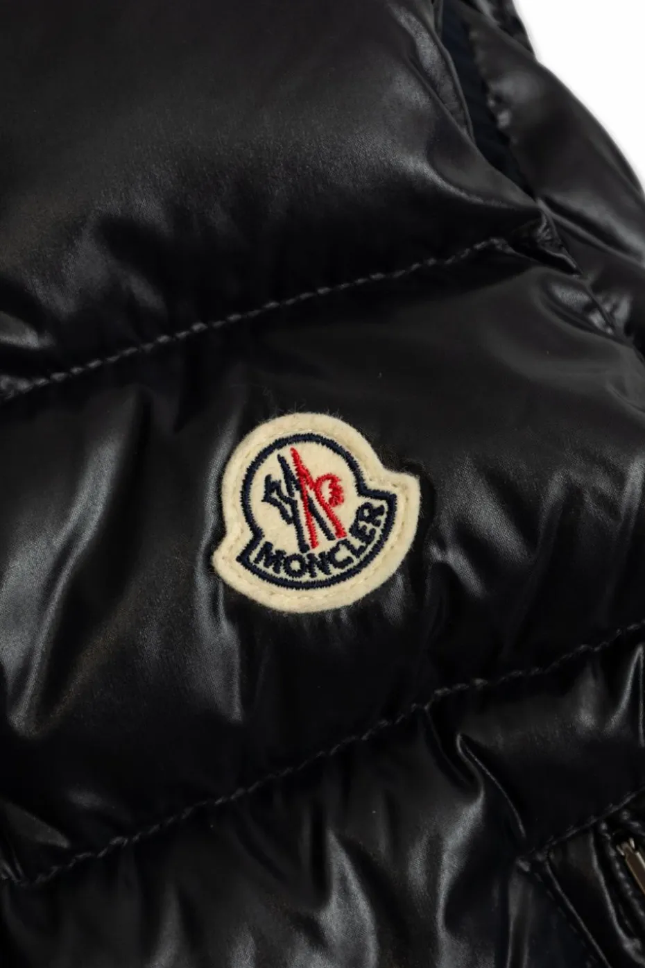 Moncler Enfant NAVY BLUE Quilted vest with logo patch