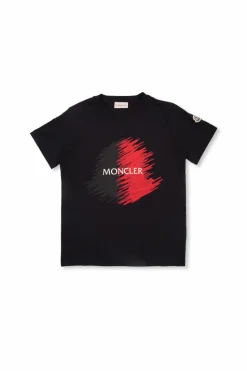 Moncler Enfant NAVY BLUE T-shirt with printed logo