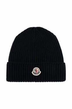 Moncler Enfant NAVY BLUE Cap with logo patch