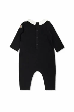 Moncler Enfant NAVY BLUE Baby jumpsuit with embroidered logo