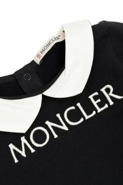 Moncler Enfant NAVY BLUE Baby jumpsuit with embroidered logo