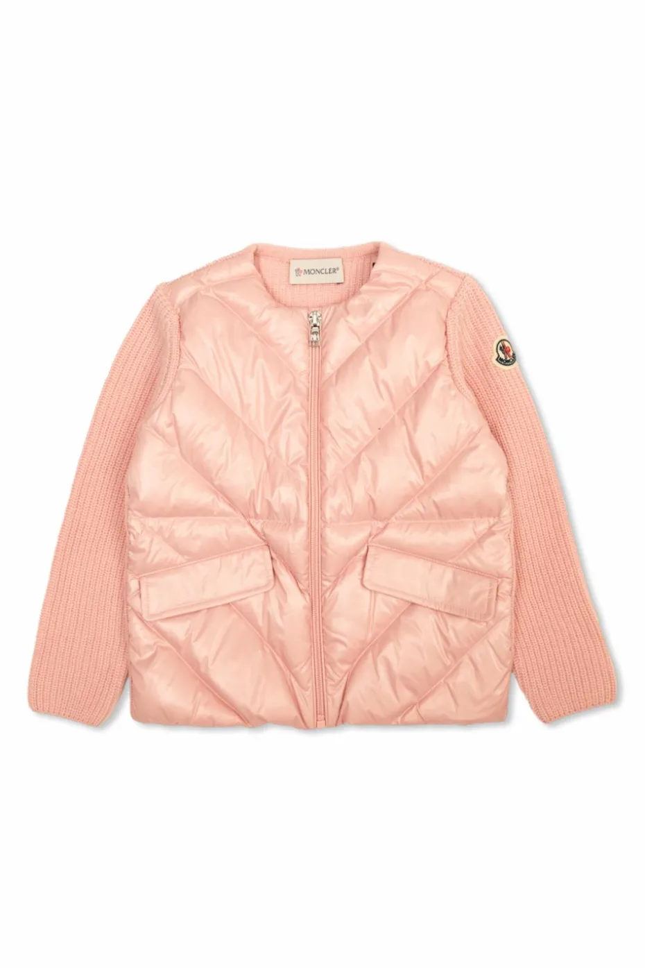 Moncler Enfant PINK Cardigan with quilted front