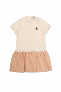 Moncler Enfant PINK Dress with logo patch