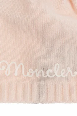 Moncler Enfant PINK Wool beanie with embroidered logo