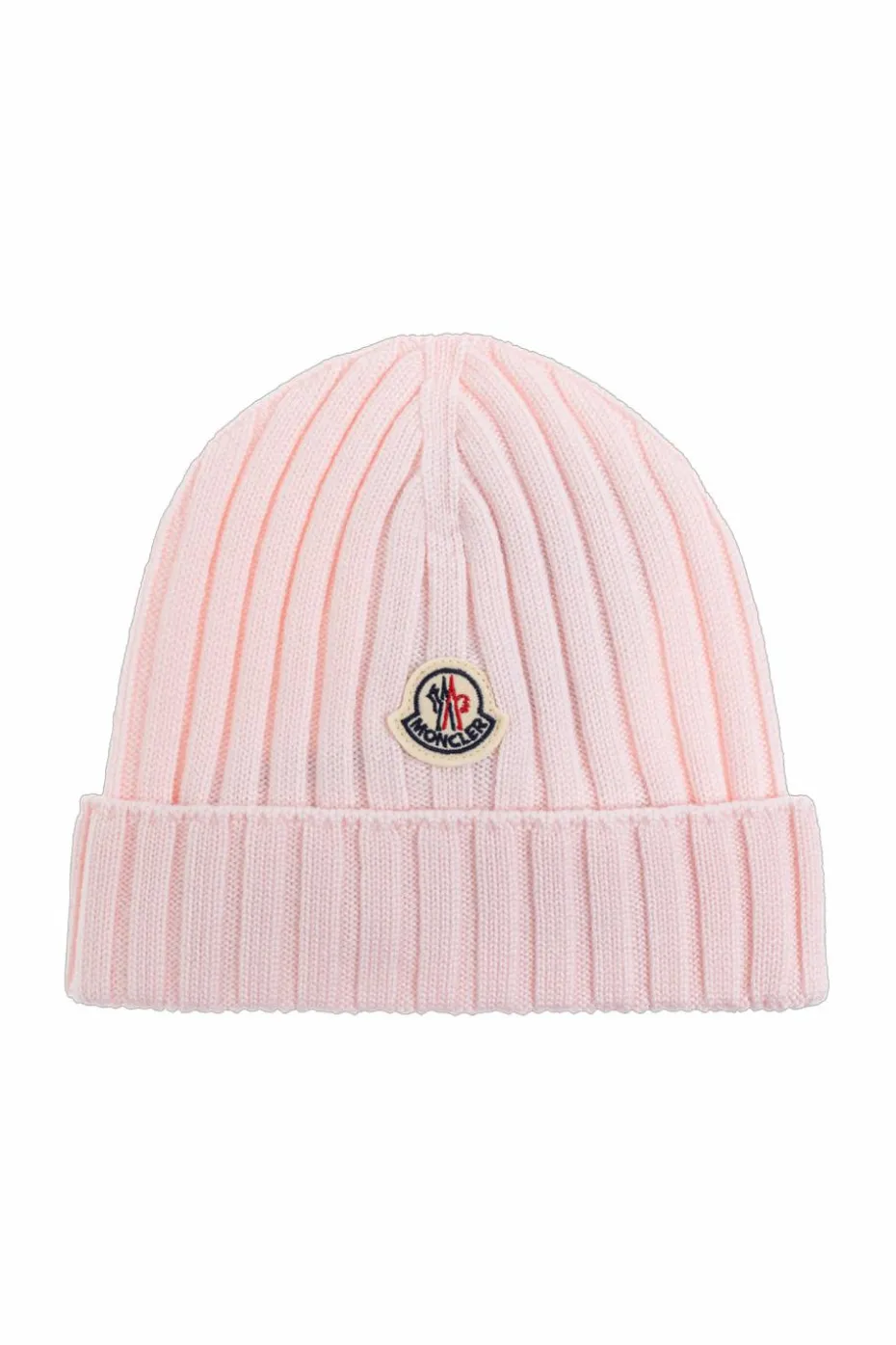 Moncler Enfant PINK Wool beanie with logo patch