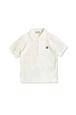 Moncler Enfant WHITE Cotton polo with logo patch
