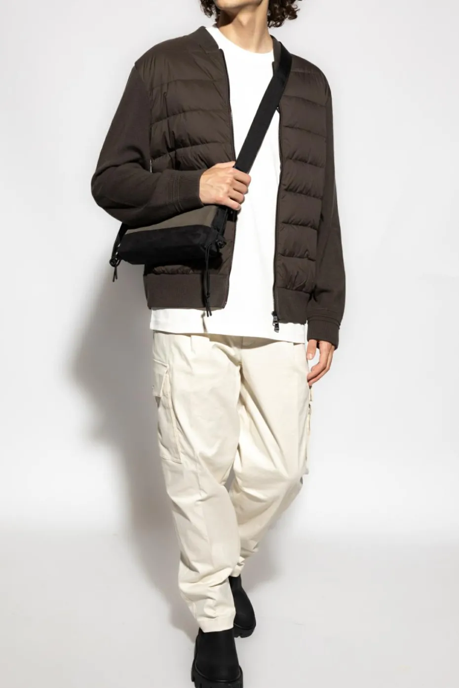 Moncler GREEN Cardigan with quilted front