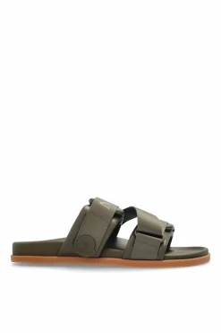 Moncler GREEN Leather slides