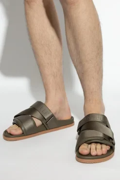 Moncler GREEN Leather slides