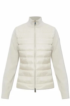 Moncler GREY Cardigan with stand-up collar