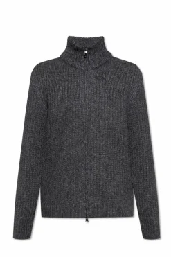 Moncler GREY Cardigan with stand-up collar