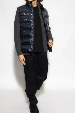 Moncler GREY Cardigan with stand-up collar