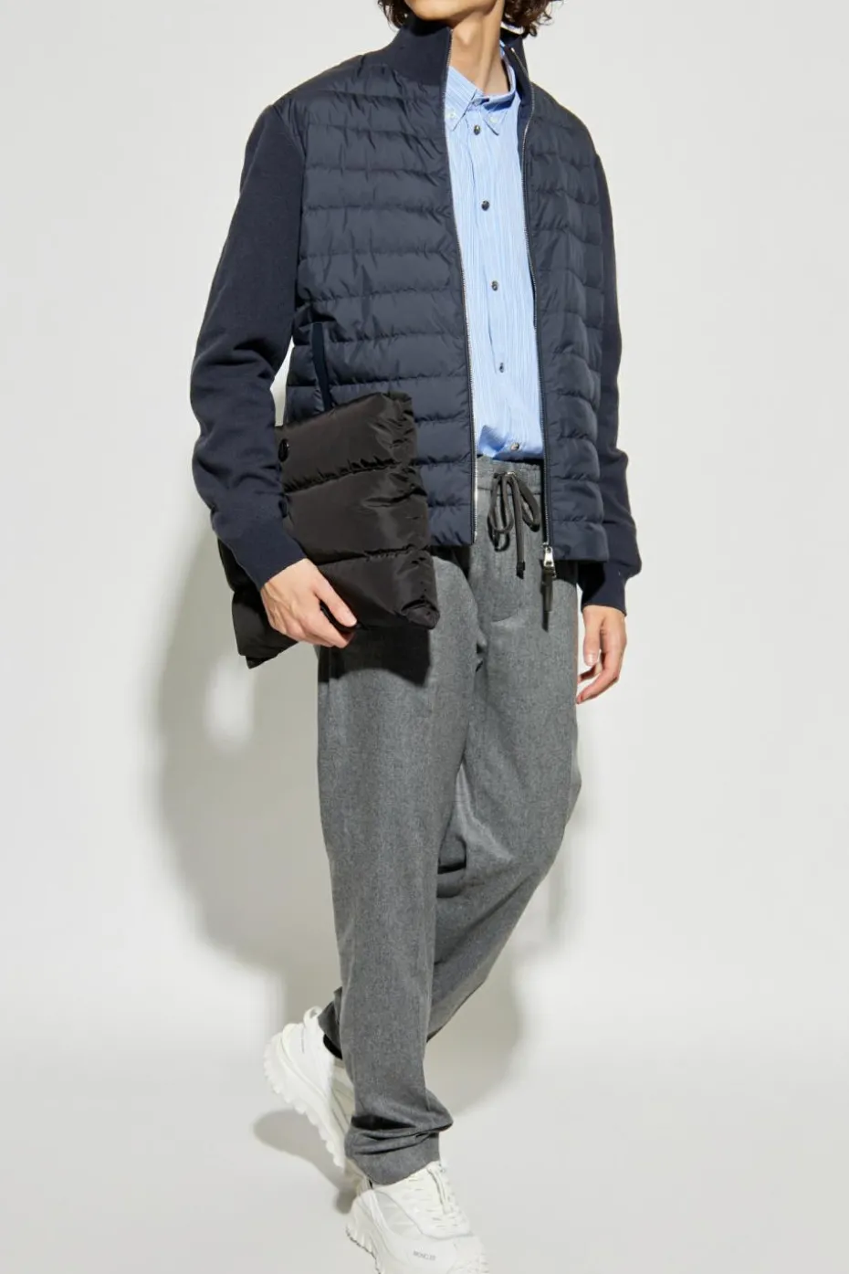 Moncler NAVY BLUE Cardigan with down insert