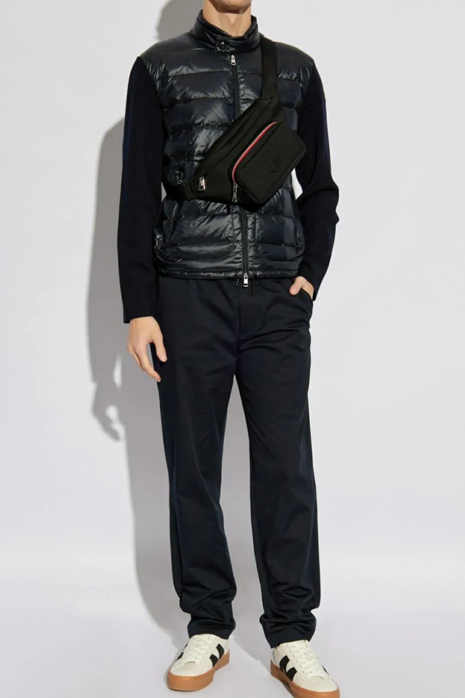 Moncler NAVY BLUE Cardigan with quilted front