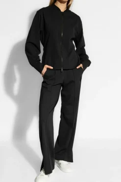 Moncler NAVY BLUE Trousers with hem slits
