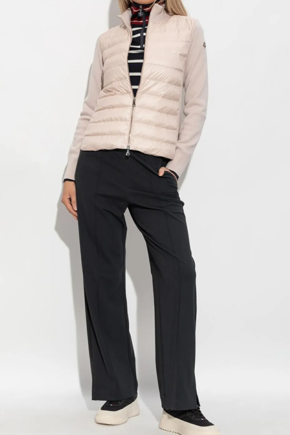 Moncler PINK Cardigan with stand-up collar