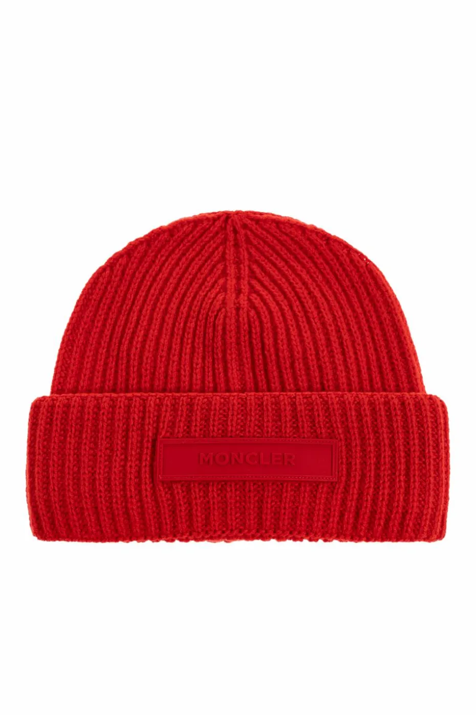 Moncler RED Wool beanie with logo patch