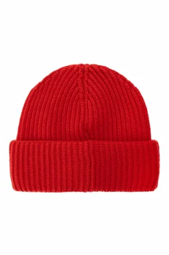 Moncler RED Wool beanie with logo patch