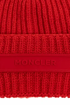 Moncler RED Wool beanie with logo patch