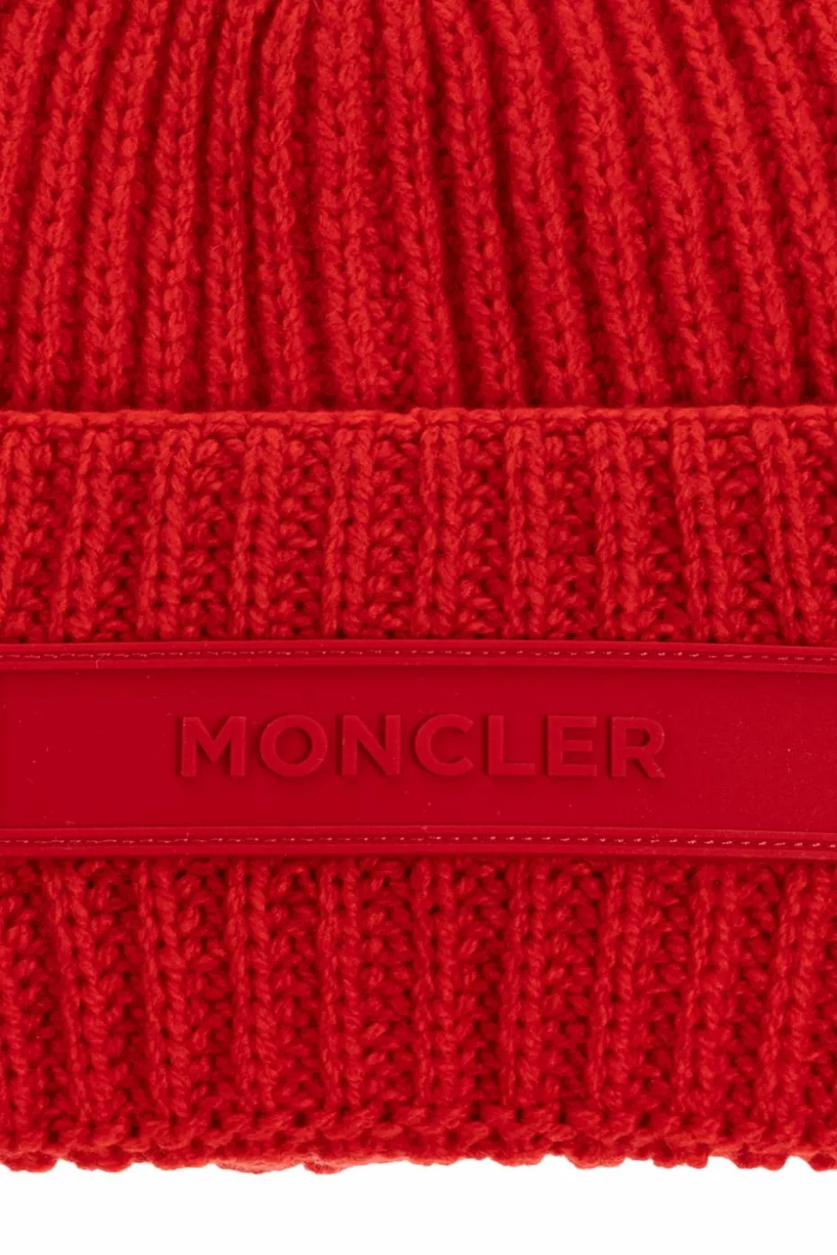 Moncler RED Wool beanie with logo patch