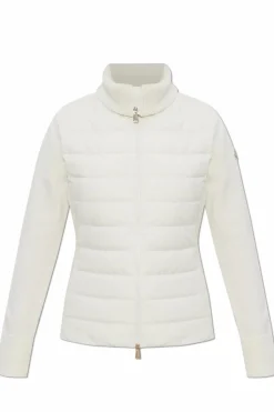 Moncler WHITE Cardigan with stand-up collar