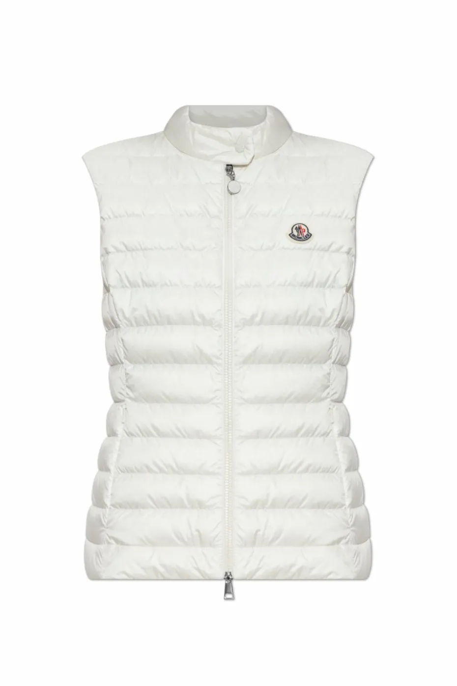 Moncler WHITE Down vest with stand-up collar