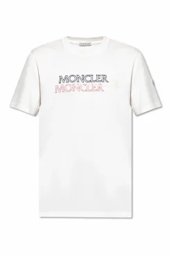 Moncler WHITE T-shirt with printed logo