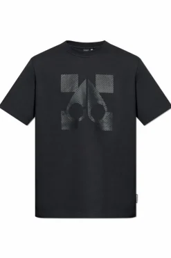Moose Knuckles BLACK T-shirt with printed logo