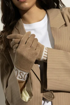 Moschino beige Gloves with lurex thread