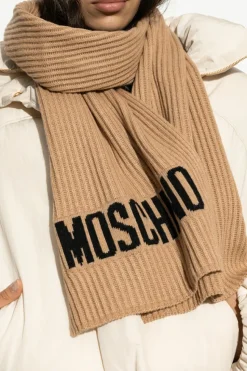 Moschino beige Scarf with logo