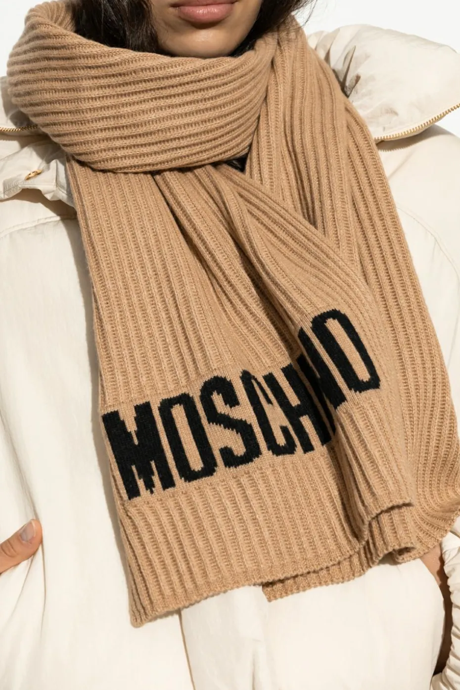 Moschino beige Scarf with logo